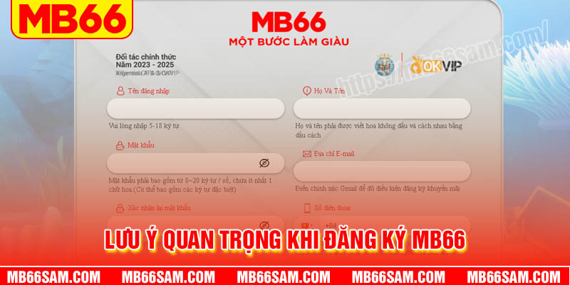 Lưu ý quan trọng khi đăng ký MB66